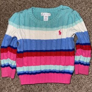 Ralph Lauren Striped Cable-Knit Cotton Sweater 18M